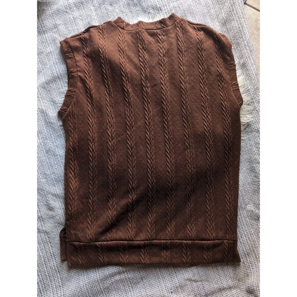 Boutique Dazy Dark Chocate Brown Cable Knit V-Neck Sleeveless Sweater Vest M - Picture 6 of 8